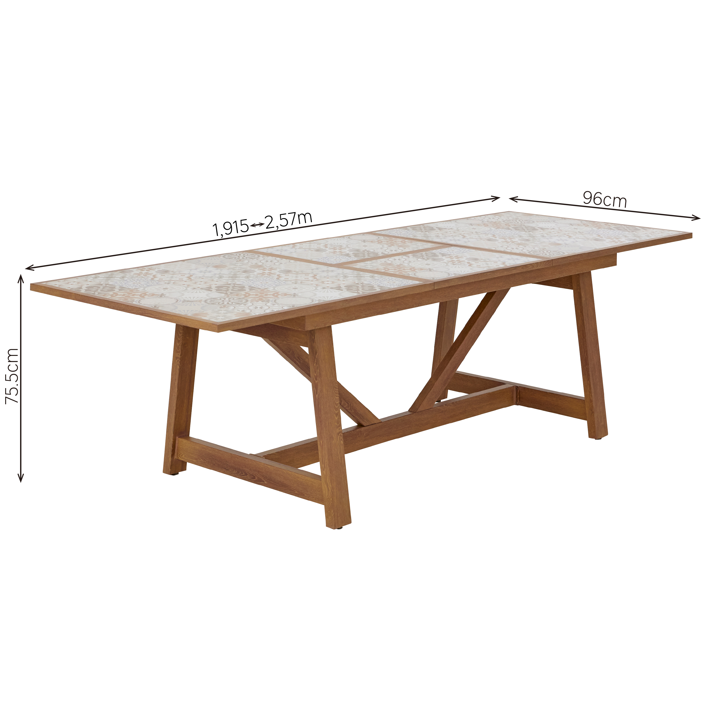 Tavolo da giardino allungabile Gaia NATERIAL in alluminio marrone con piano in ceramica per 6 persone 191.5/257x96cm - 7