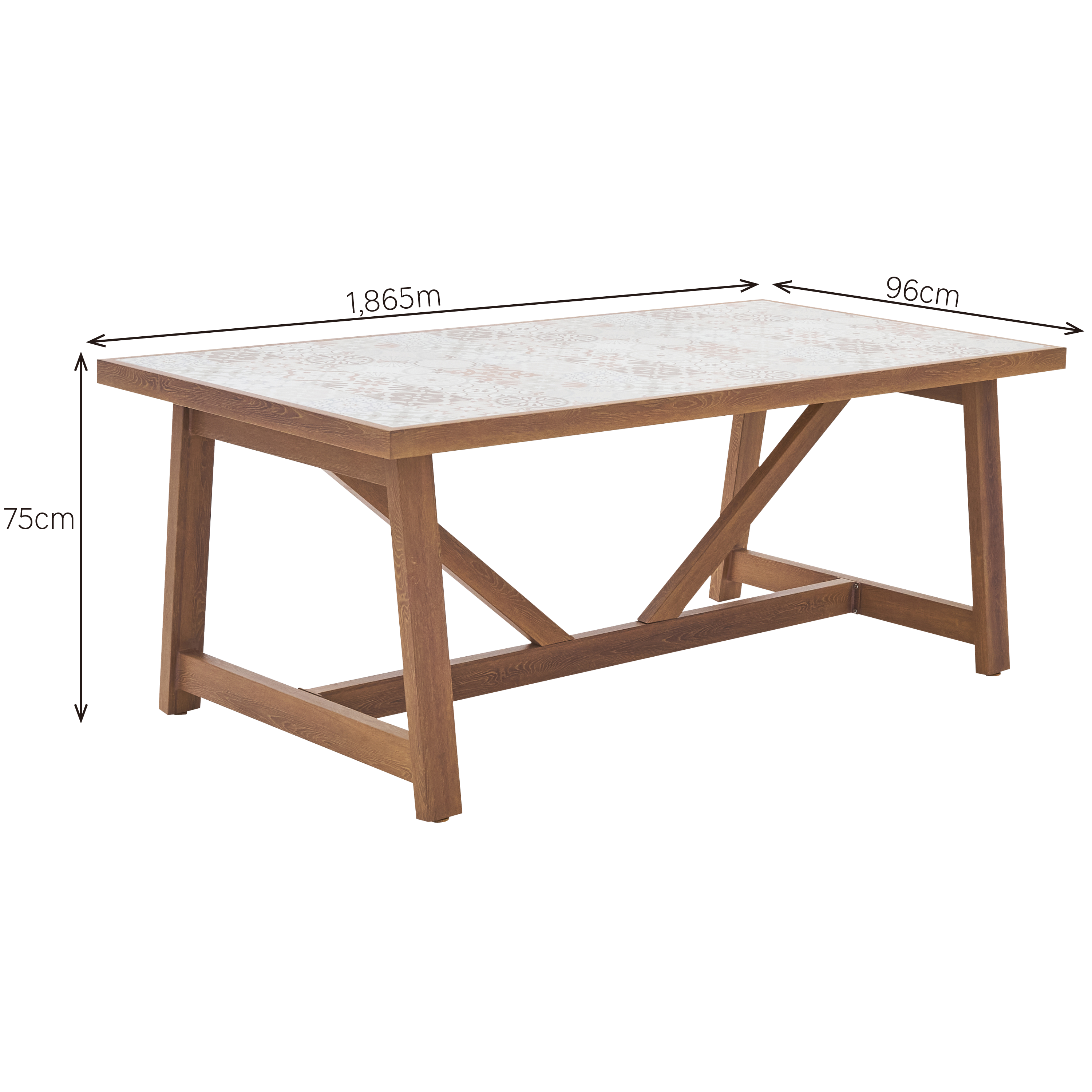 Mesa fixa imitação madeira com tampo cerâmico 187x96 cm Naterial Gaia - 5