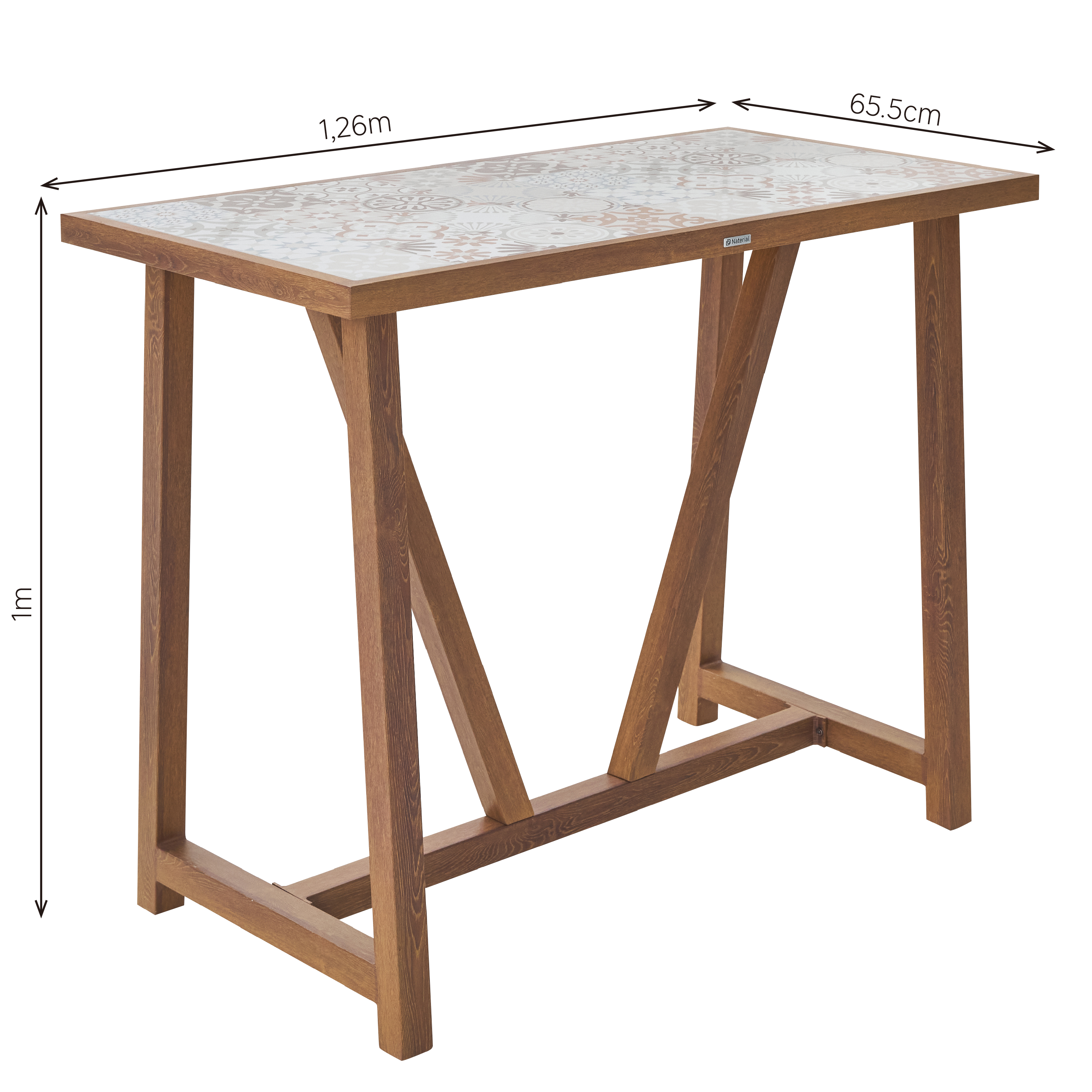 Mesa de jardín de comedor de aluminio Gaia marrón de 65.5x100x126 cm - 2