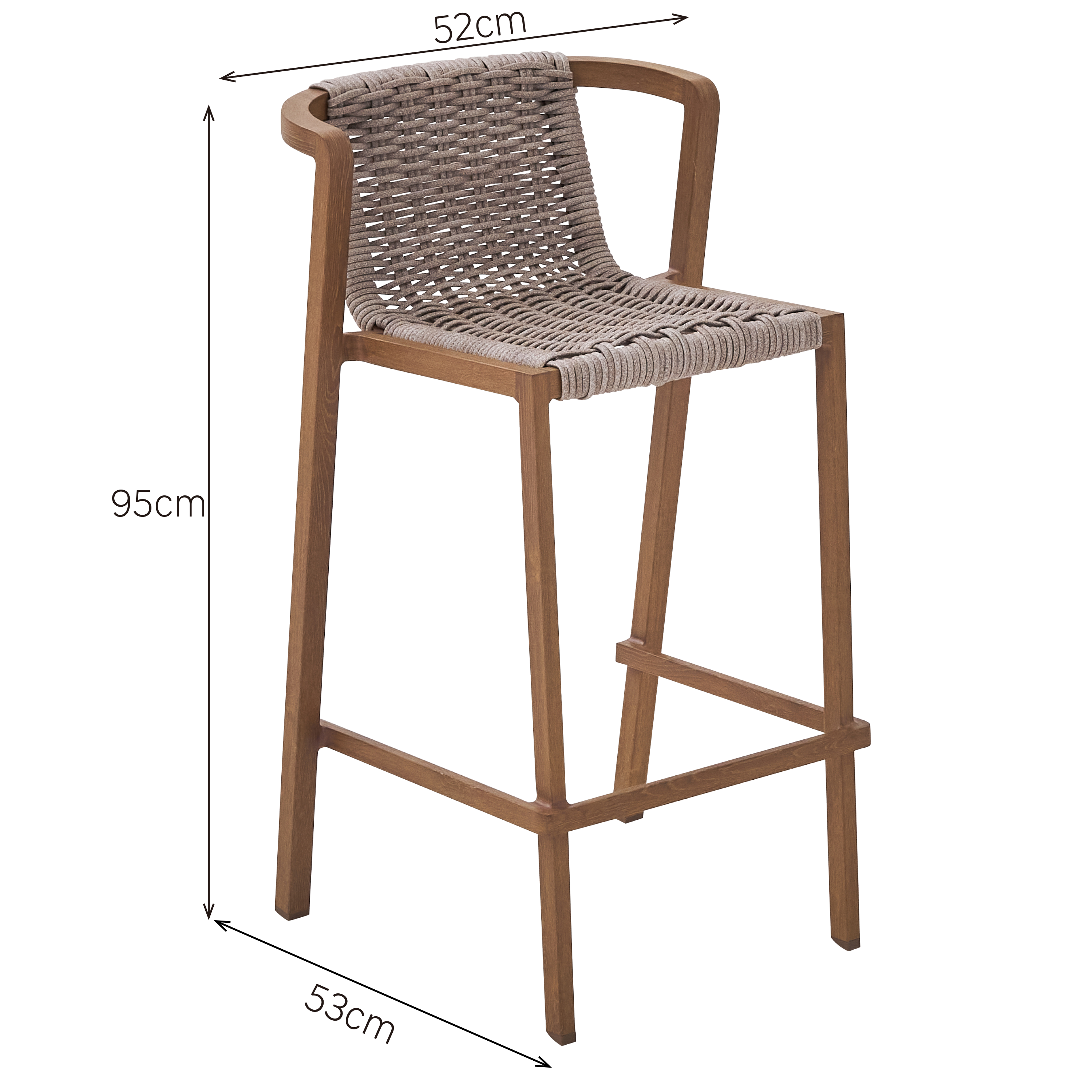 Chaise haute NATERIAL Gaia en aluminium et résine effet naturel - 6