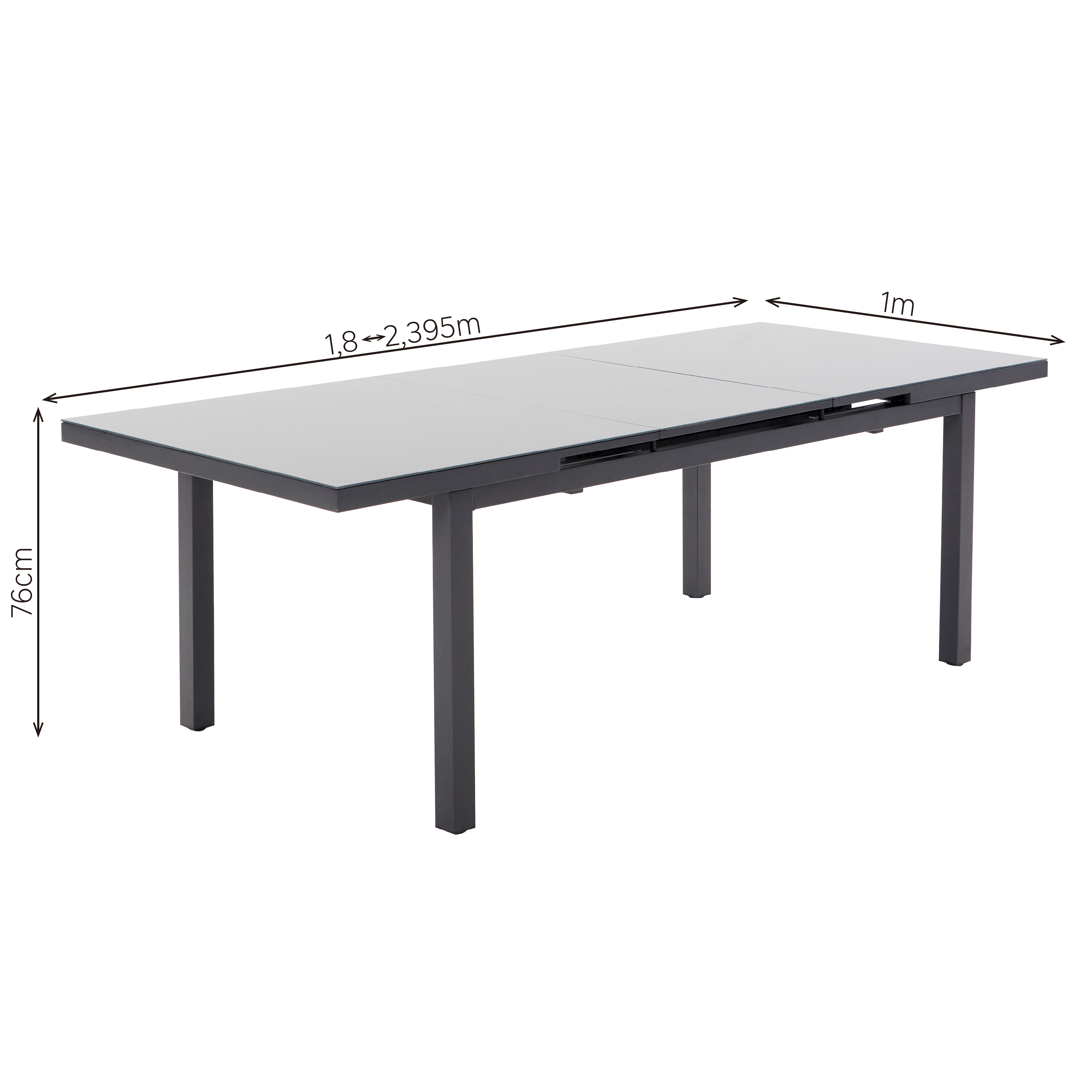 Stół ogrodowy rozkładany Sanibel 180/240x100 cm aluminiowy szary - 14