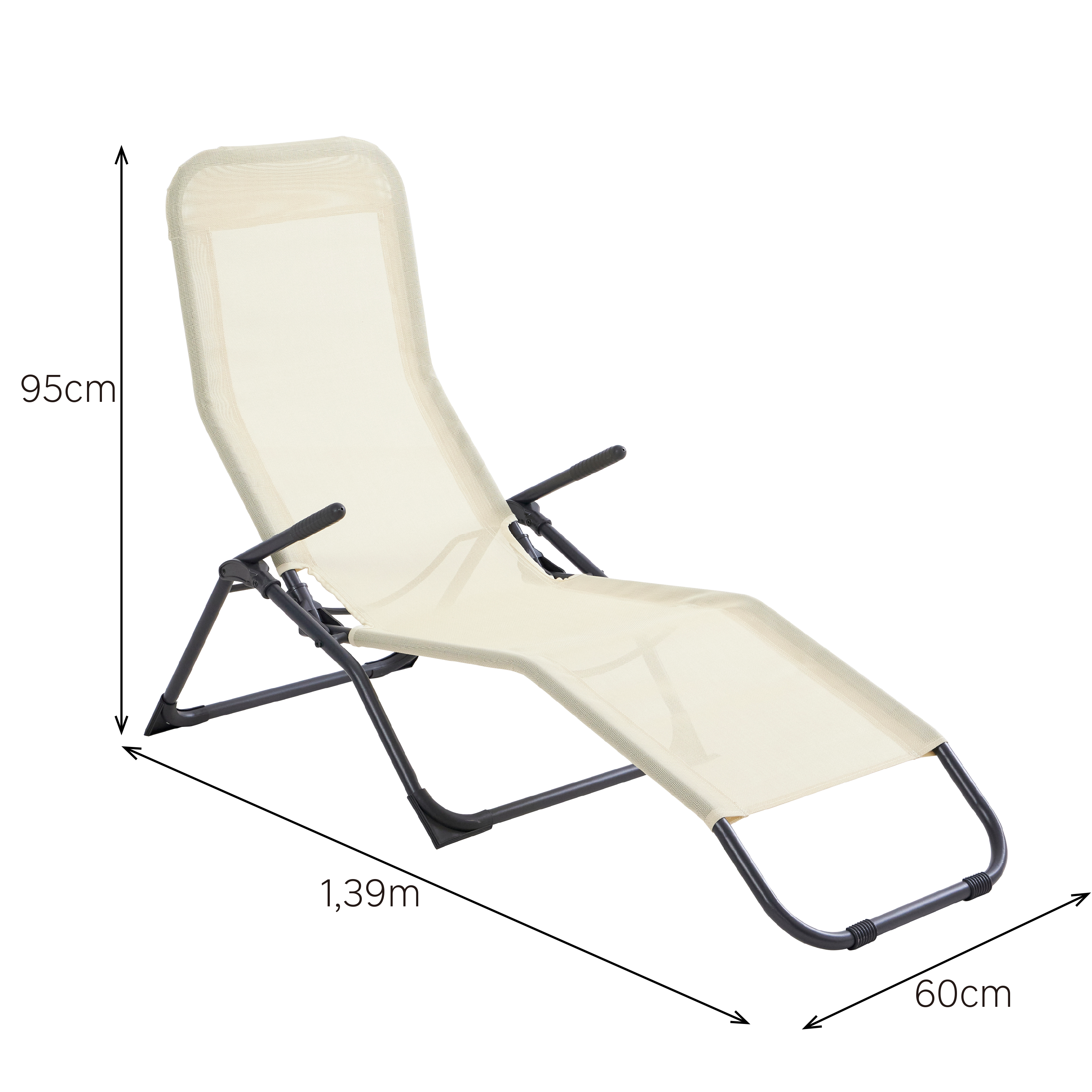 Leżak ogrodowy Kroma stalowy beżowy - 7