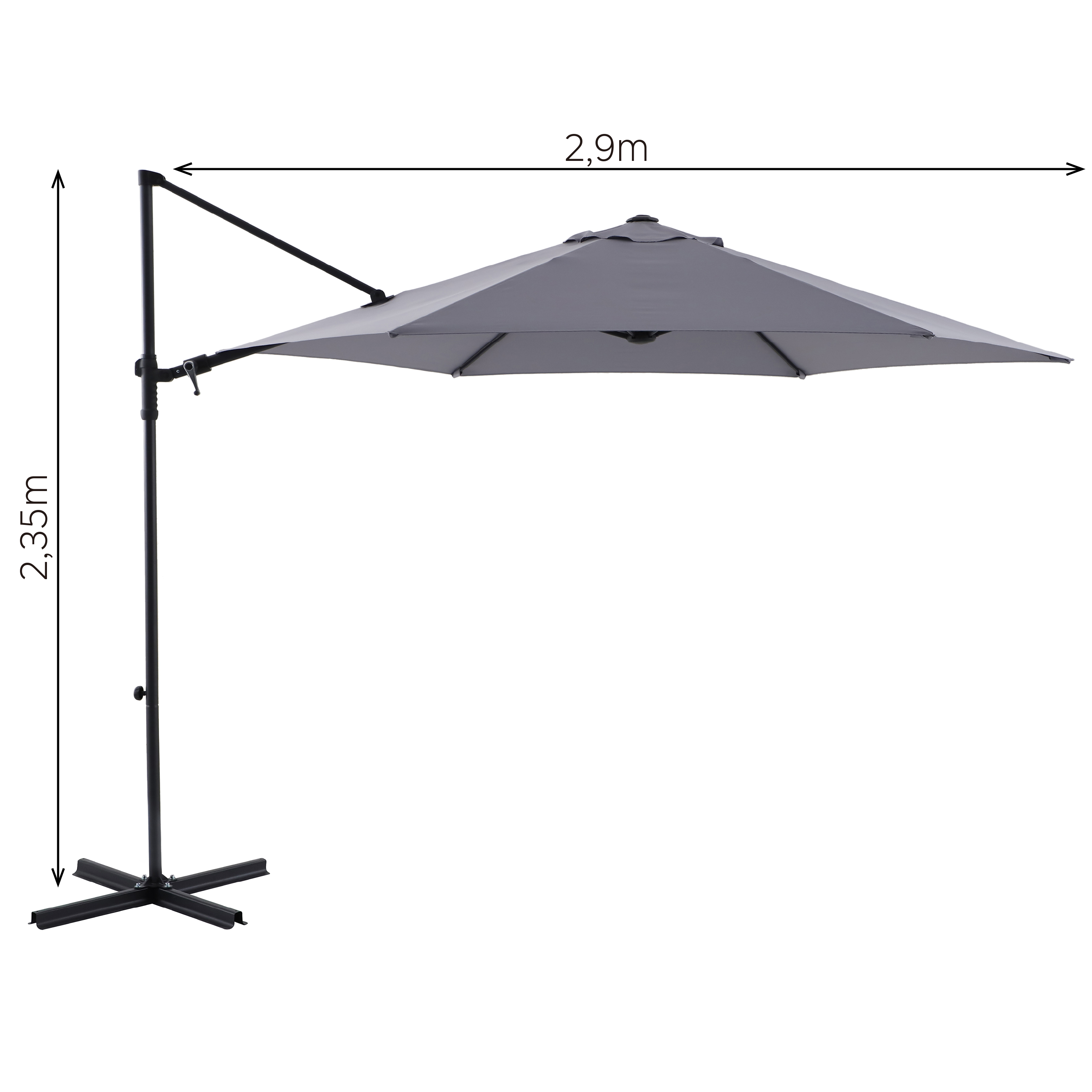 Chapéu de sol excêntrico ⌀ 290 cm cinzento Polar II - 9