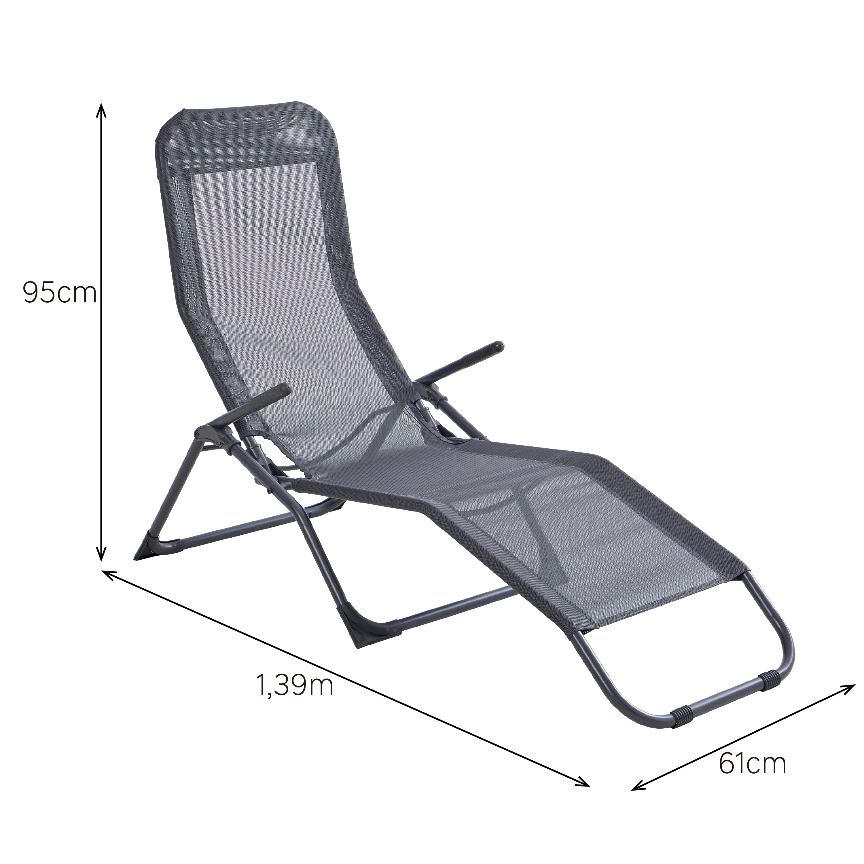 Bain de soleil Kroma 2 positions gris clair - 6