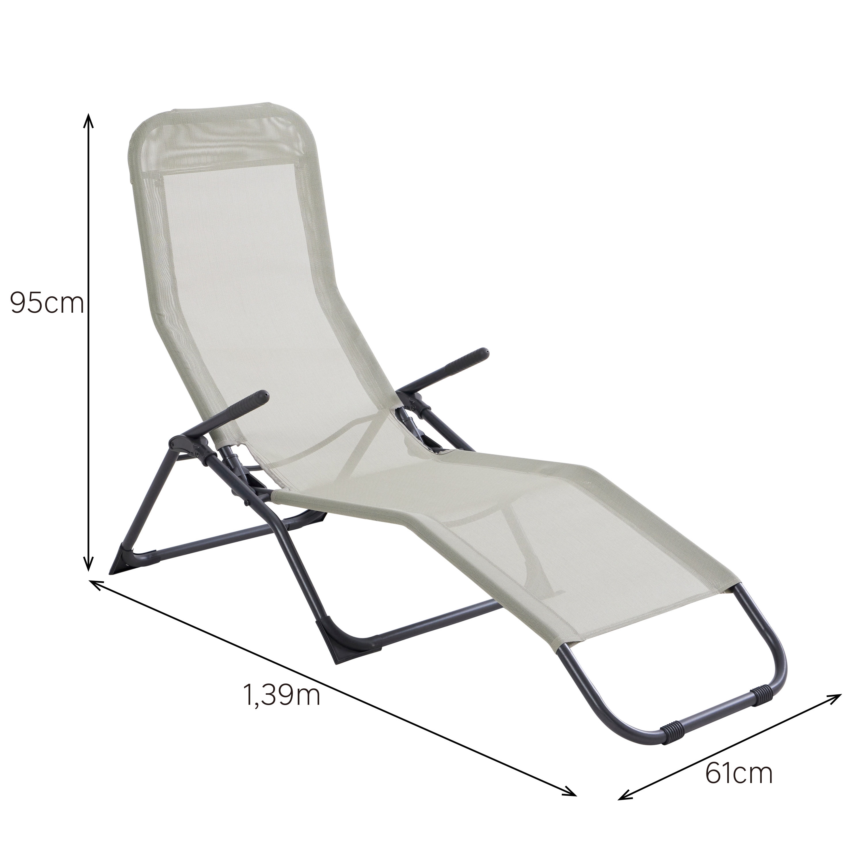 Lettino senza cuscino in acciaio verde e seduta verde - 5