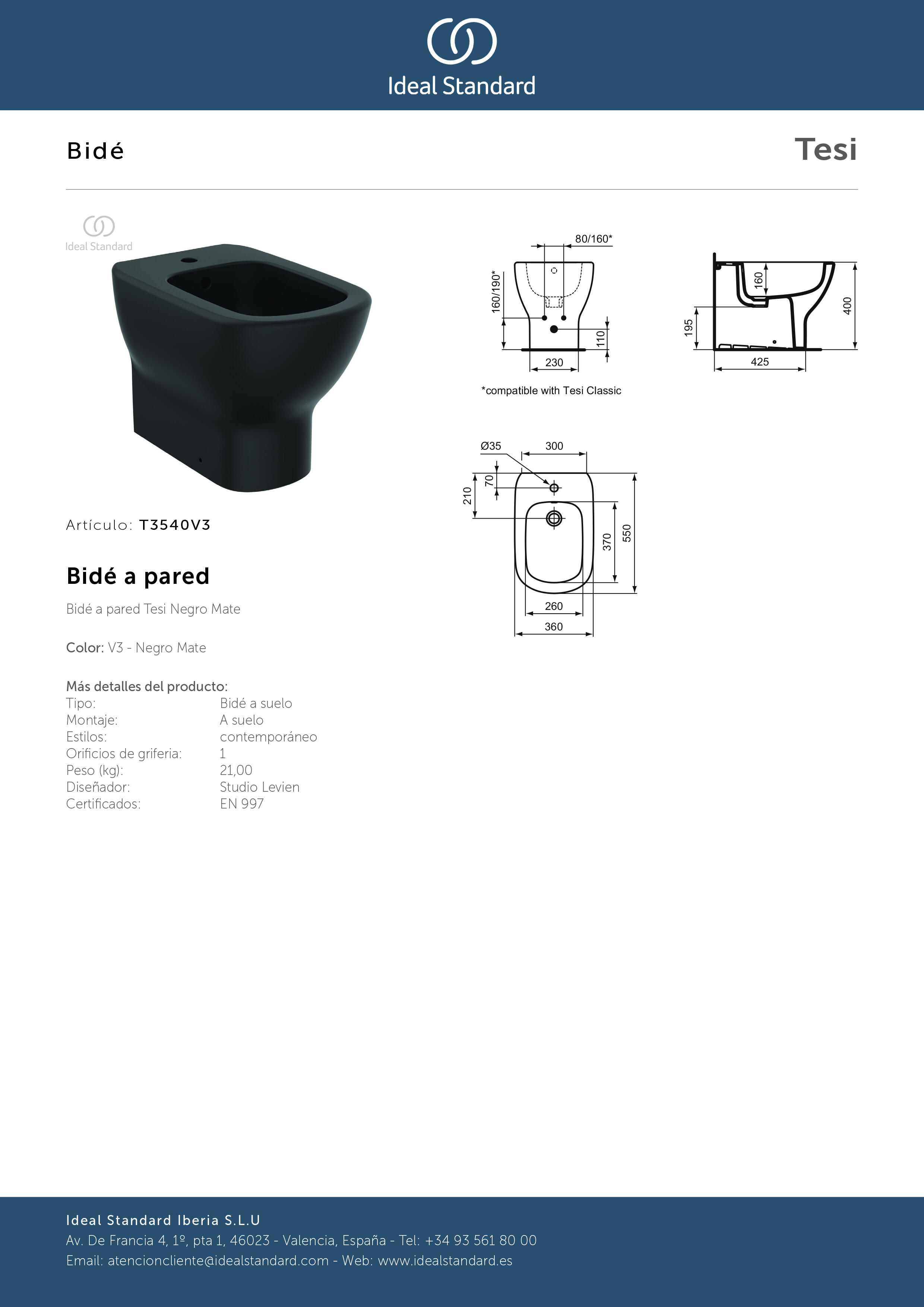 Bidé negro Idealmood IDEAL STANDARD - 2