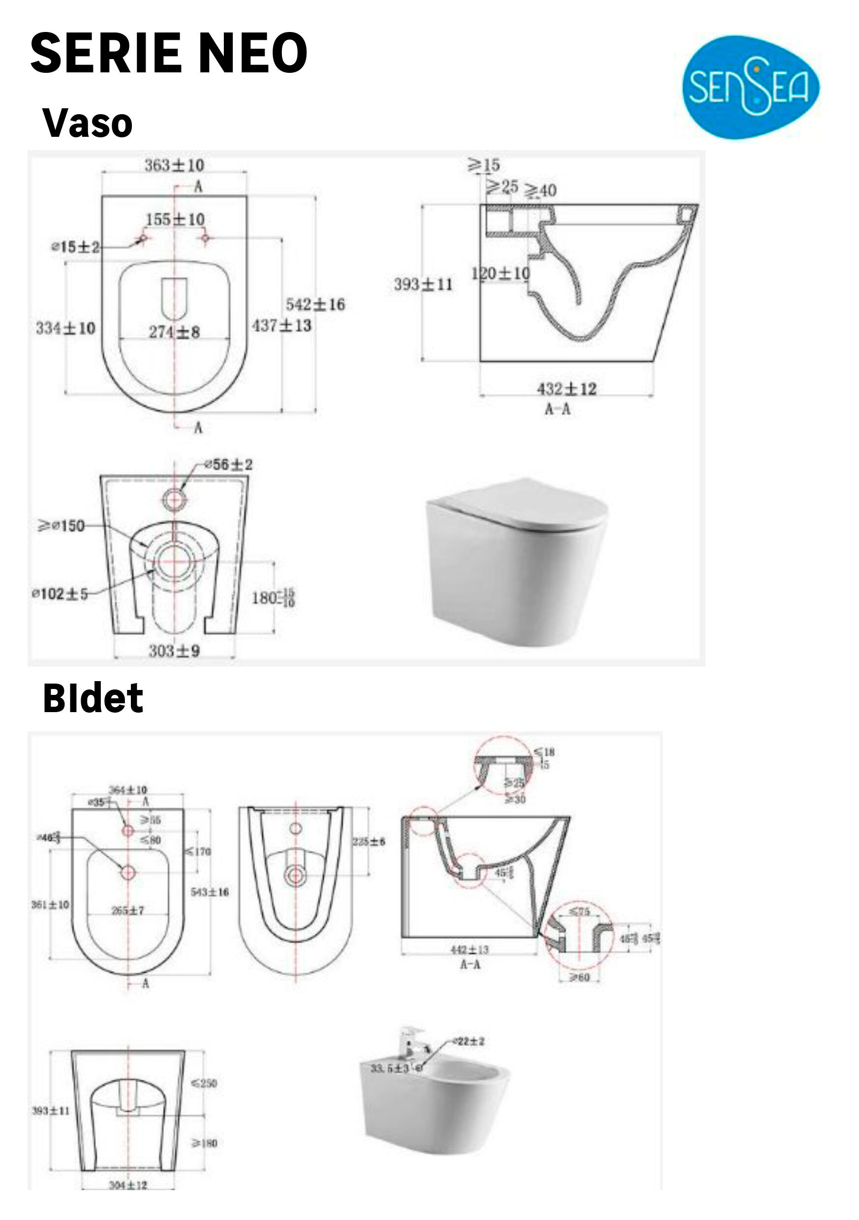 Bidé 36.4x54.5x54.5 cm branco Sensea Neo - 4