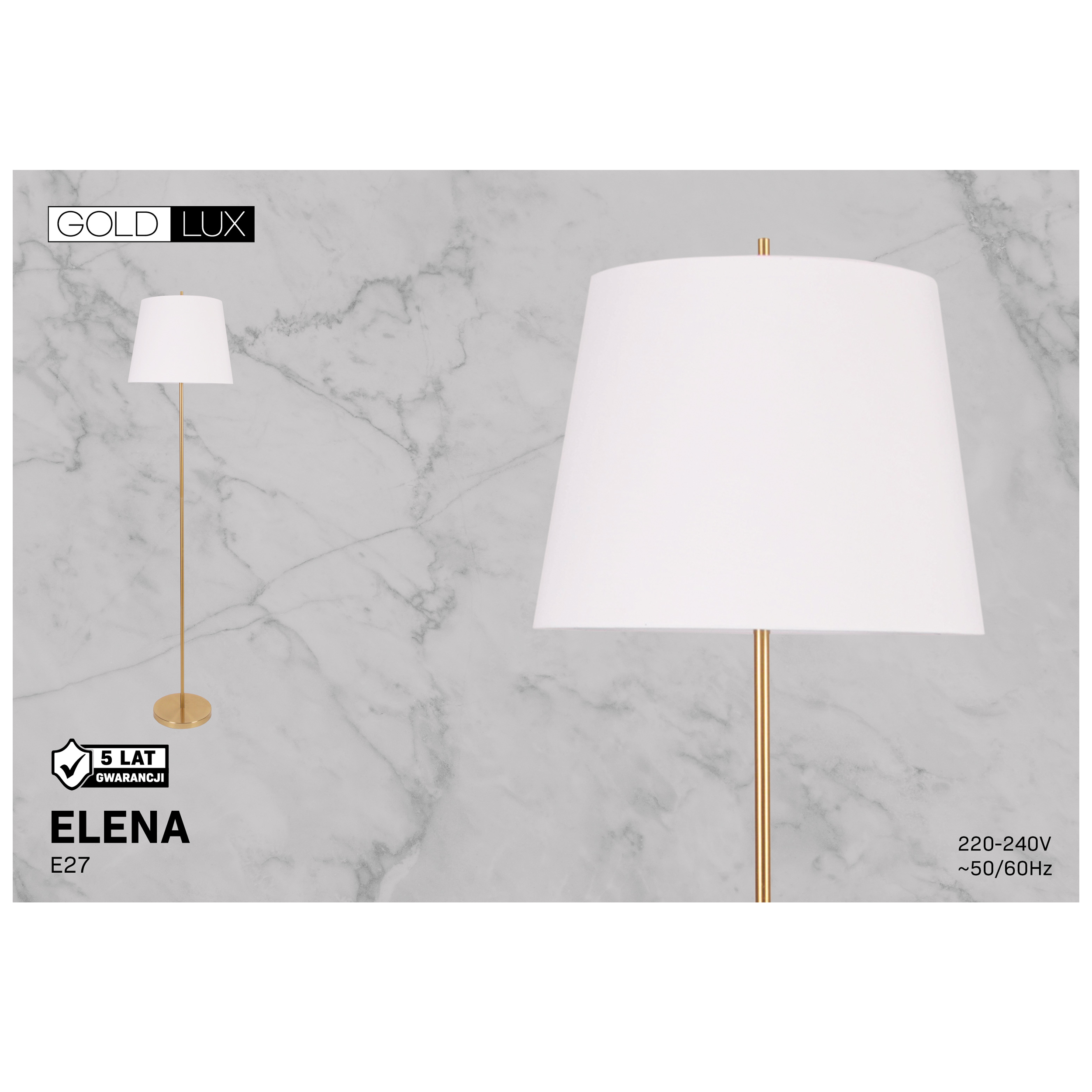 Lampa podłogowa Elena biało-złota E27 Sanico - 12