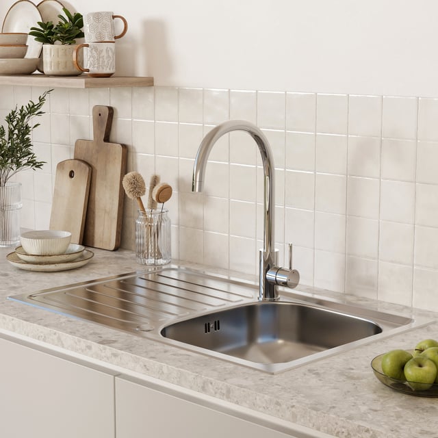 Ensemble Evier Como inox et Mitigeur de Cuisine Delinia Loa Chromé