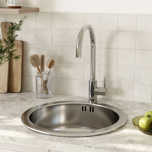 Ensemble Cuve Isea inox et Mitigeur de Cuisine Delinia Loa Chromé