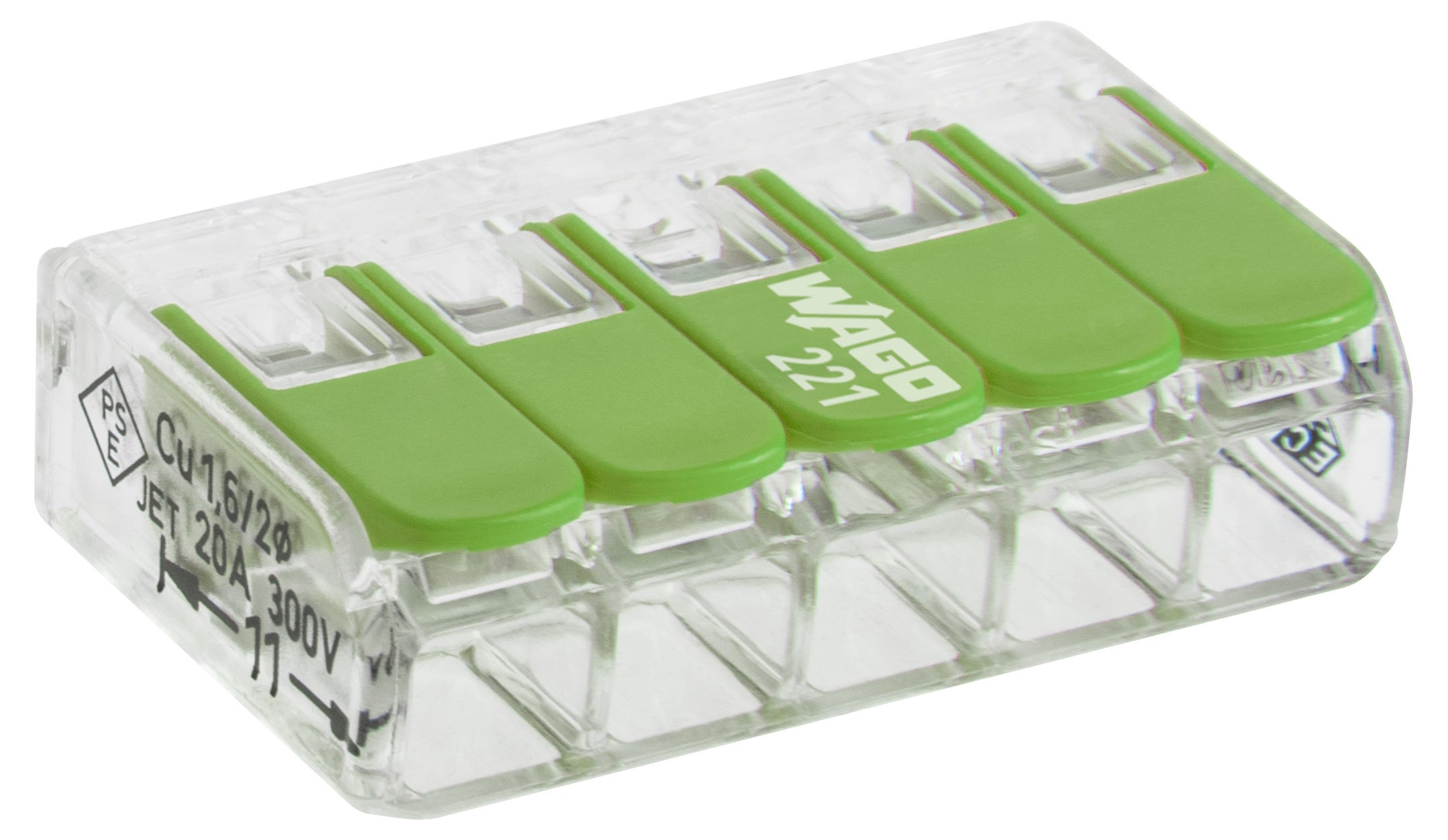 Lot de 20 bornes Wago Green à levier 5 fils, 0,14 à 4 mm² - 2