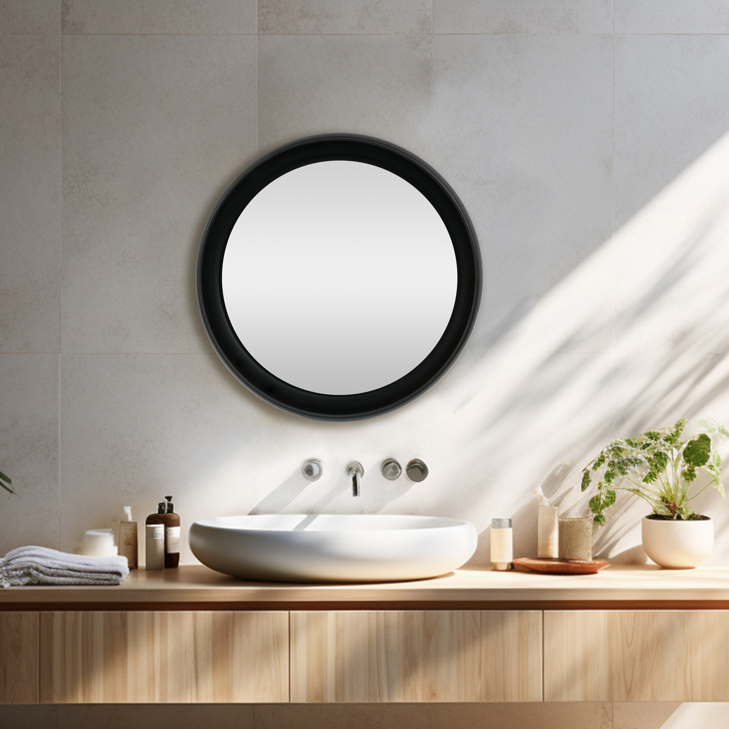 Specchio CURL tondo nero Ø 55 cm INSPIRE - 2