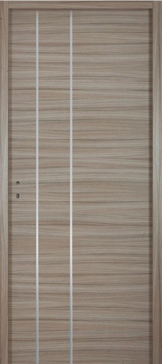 Bloc-porte revêtu décor Havane poussant gauche H.204 x l.83 cm Griff'Steel - JELD WEN