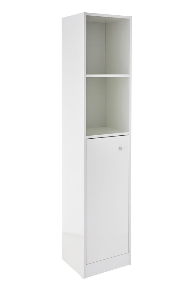 Colonne de salle de bain à poser 1 porte + 2 niches aspect blanc l. x P.30 x H. cm - ABBY