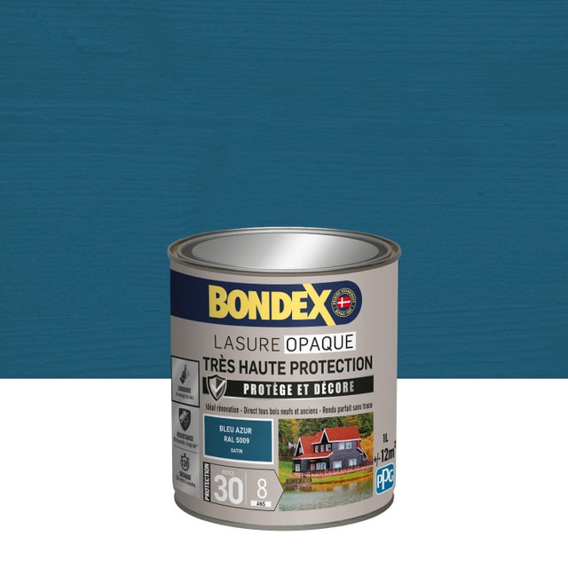 Lasure opaque très haute protection 8 ans bleu azur 1 L - BONDEX