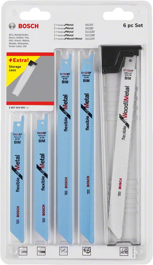 Set de 6 Lames scie sabre bois, métal et démolition - BOSCH