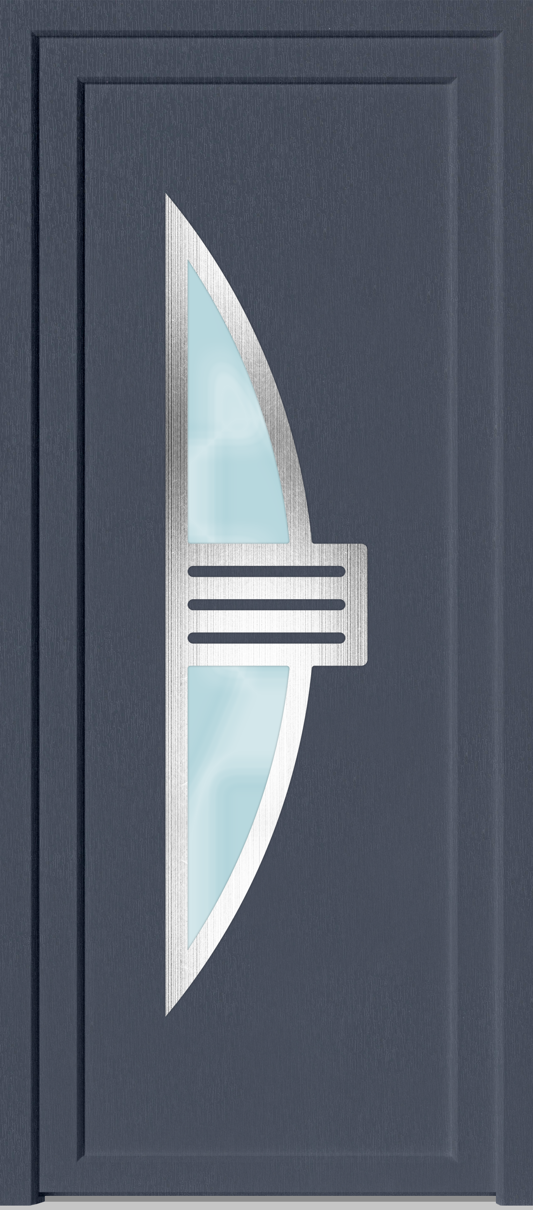 Porte d'entrée PVC gris poussant droit H.215 x l.90 cm Neptune - 5