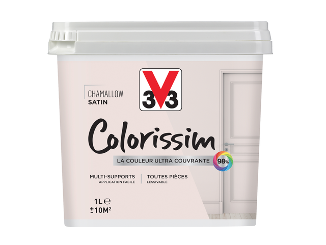 Peinture intérieure multi-supports acrylique satin chamallow 1 L - V33 COLORISSIM