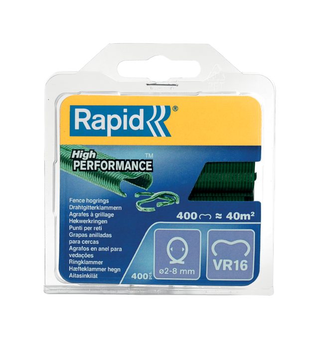 Lot de 400 agrafes grillage VR16 vertes - RAPID