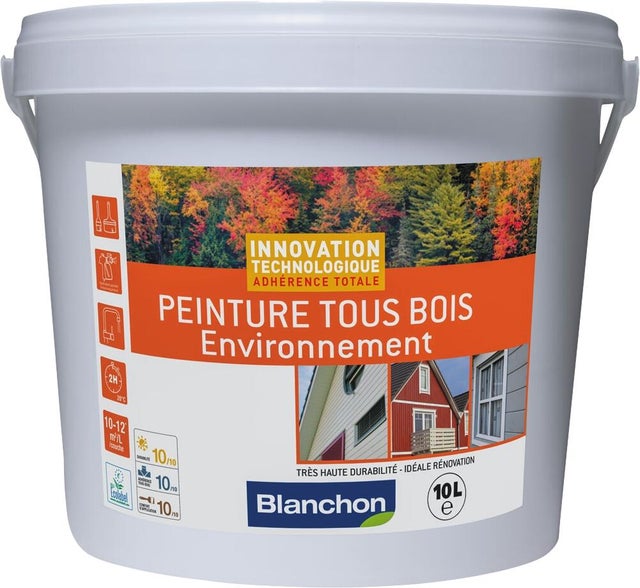 Peinture tous bois acrylique blanc 10 L - BLANCHON