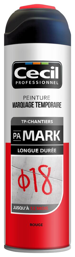 Peinture aérosol de marquage temporaire longue durée rouge 500 ml - CECIL PRO
