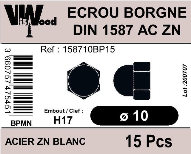 Ecrou borgne m10: au meilleur prix | Tecnomat / ex Bricoman