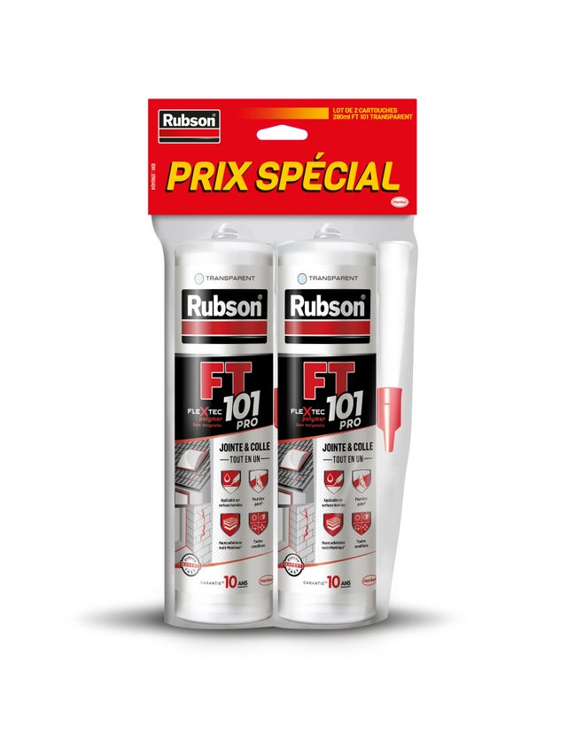 lot de 2 mastics neutre joint et colle 280 ml transparent FT101 - RUBSON