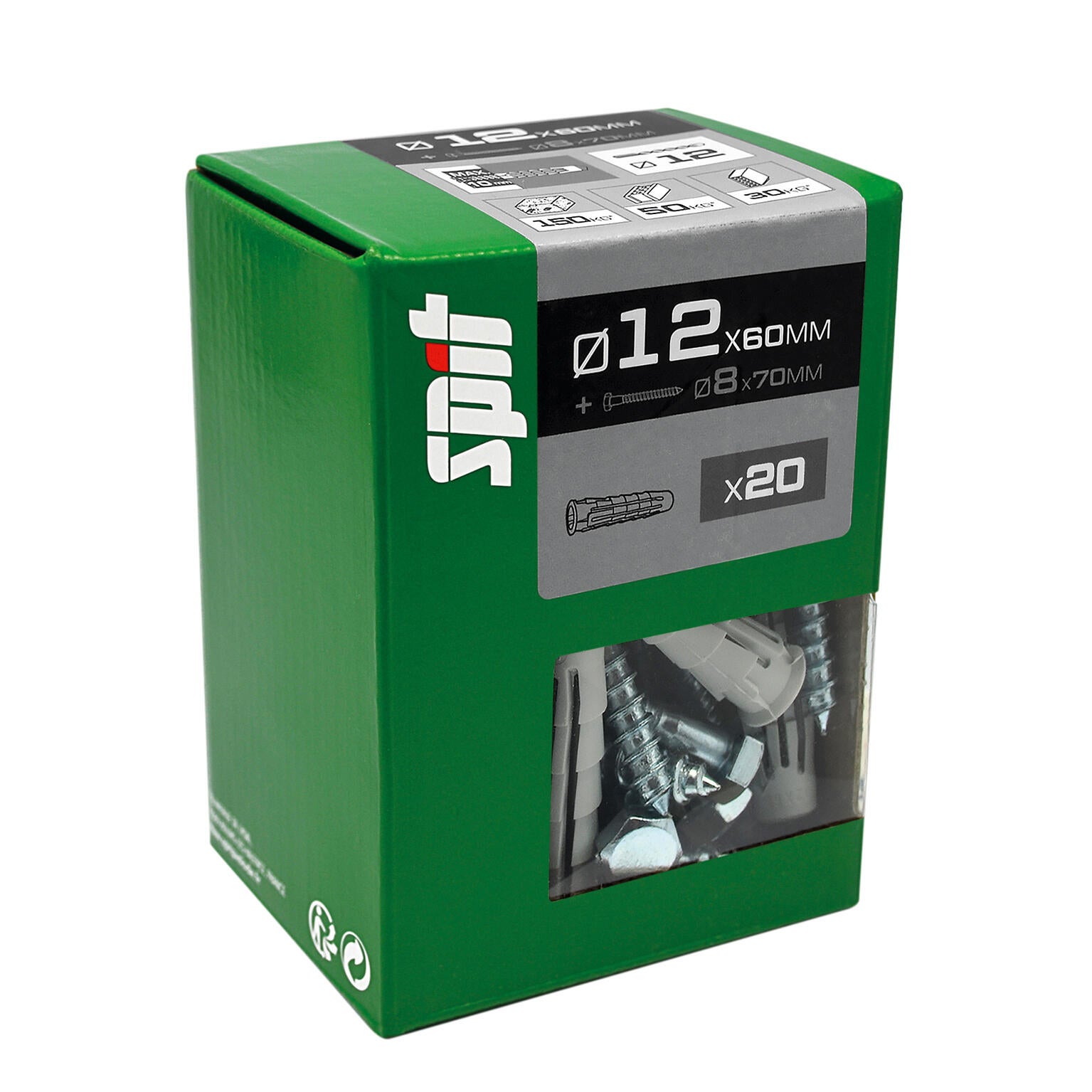 Cheville nylon avec tirefond multi-matériaux Diam.12 mm x 60 mm - SPIT Pro6 (lot de 20) - 2