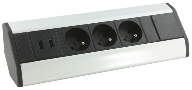 Multiprise d'angle 3 prises + 2 USB  - ARLUX