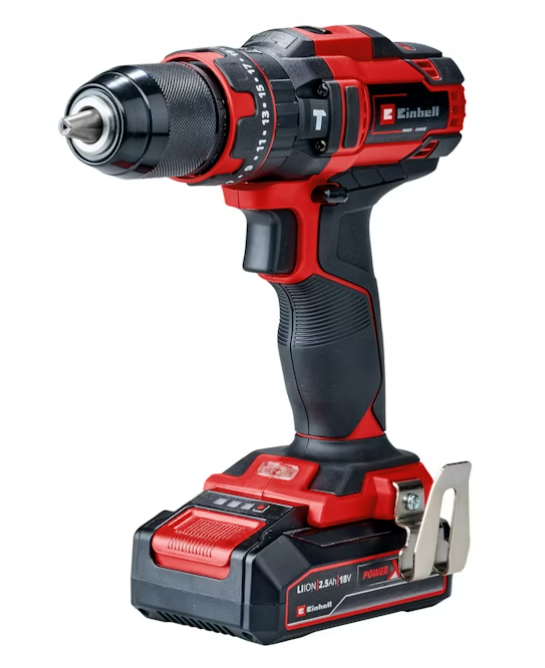 Berbequim sem fio com percussão 18 V bateria 2,5 Ah Einhell TE-CD 18/44 Li-i