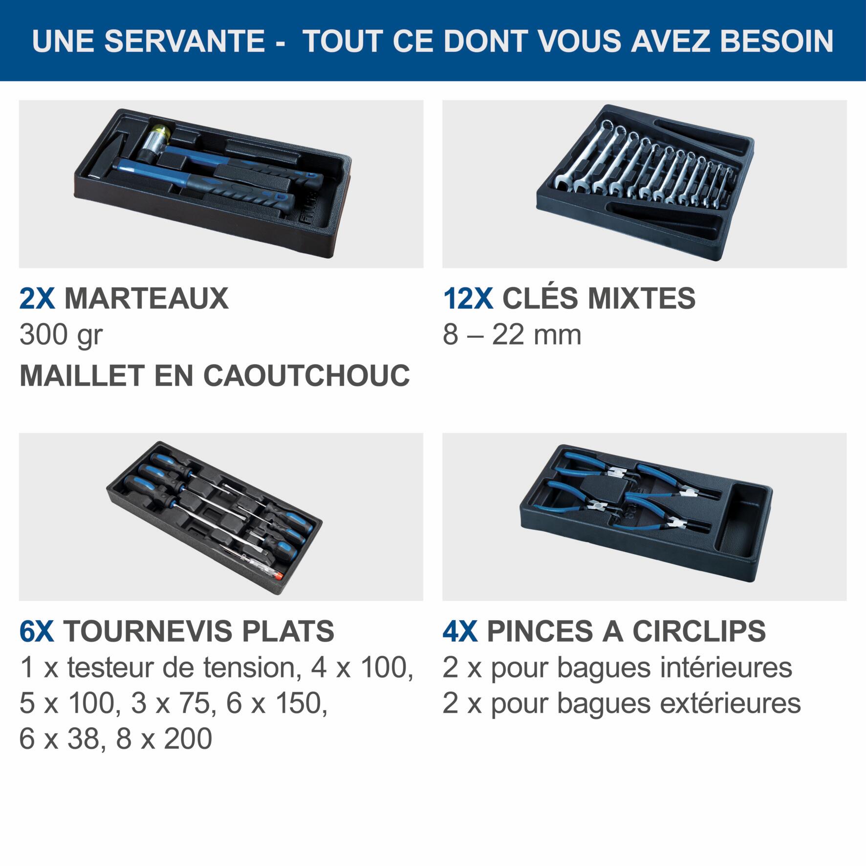 Servante d'atelier avec 263 pièces d'outils SCHEPPACH Tw1000, 7 tiroirs, L.46 cm - 8