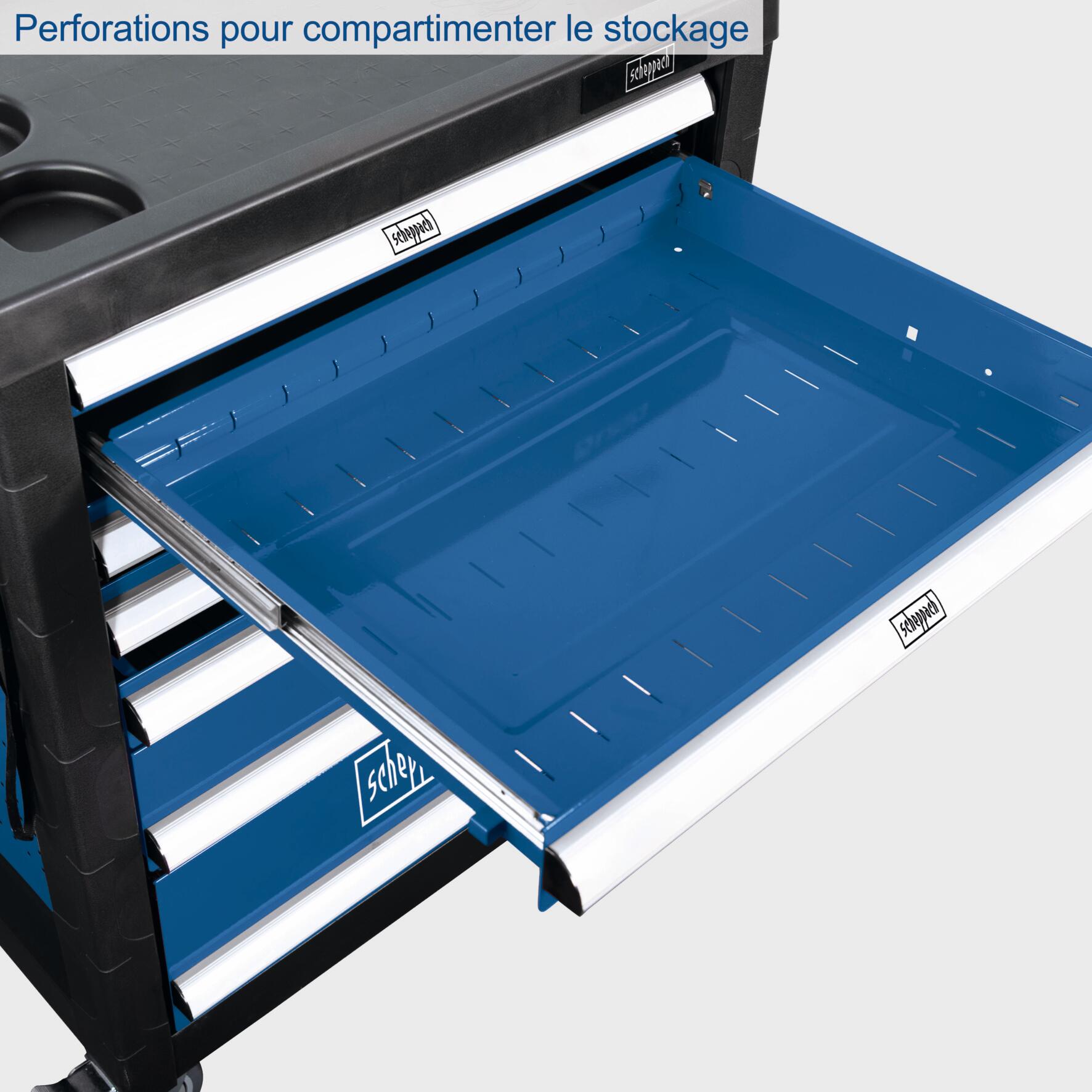 Servante d'atelier avec 263 pièces d'outils SCHEPPACH Tw1000, 7 tiroirs, L.46 cm - 3