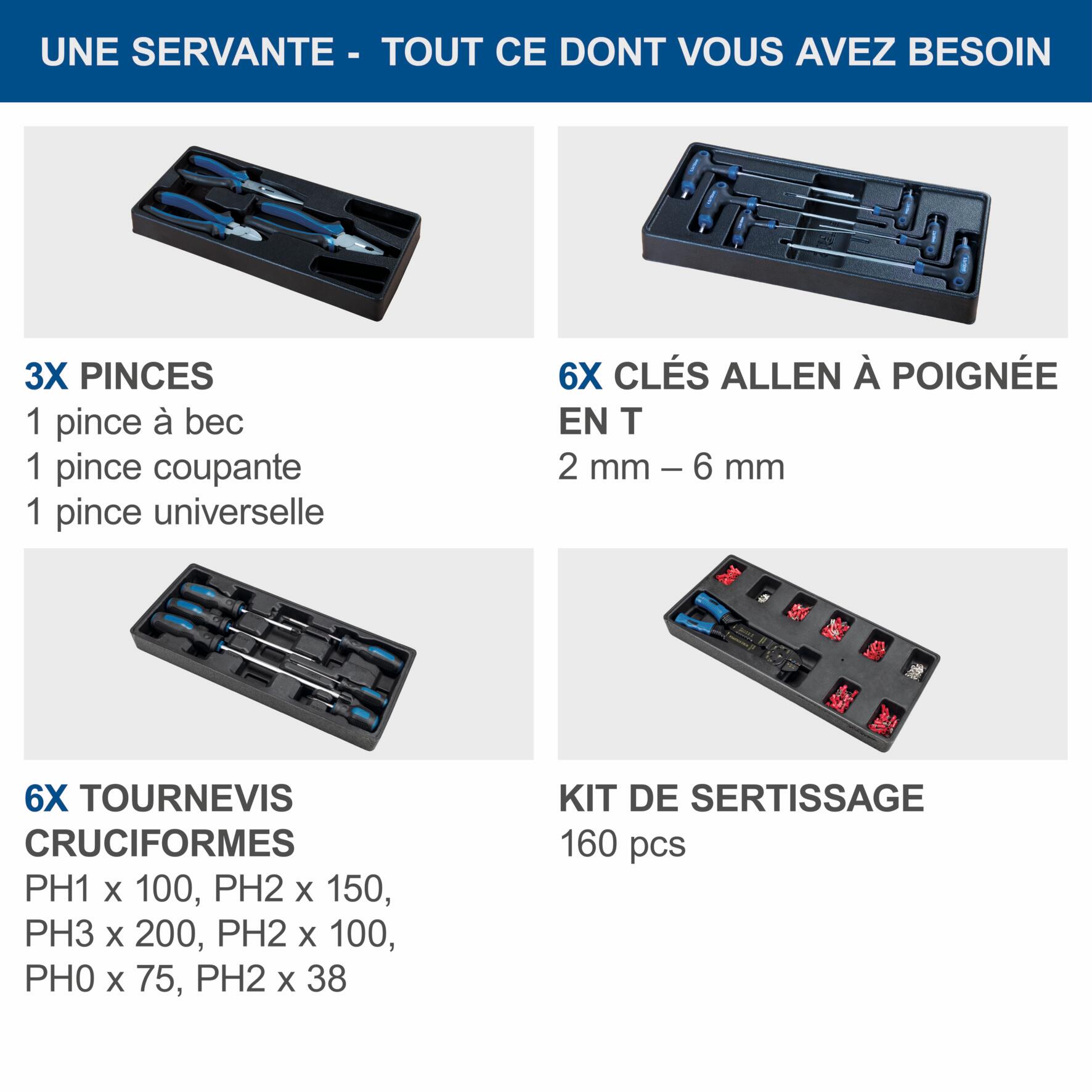 Servante d'atelier avec 263 pièces d'outils SCHEPPACH Tw1000, 7 tiroirs, L.46 cm - 10