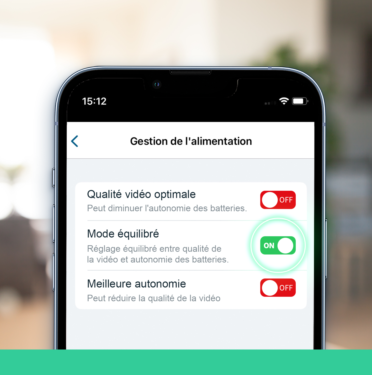 L’application Arlo vous permet de basculer entre la qualité vidéo et l’autonomie de la batterie, vous laissant ainsi le choix de prolonger la batterie de votre caméra. 								
								
								
								
								
								
								
								 - 3