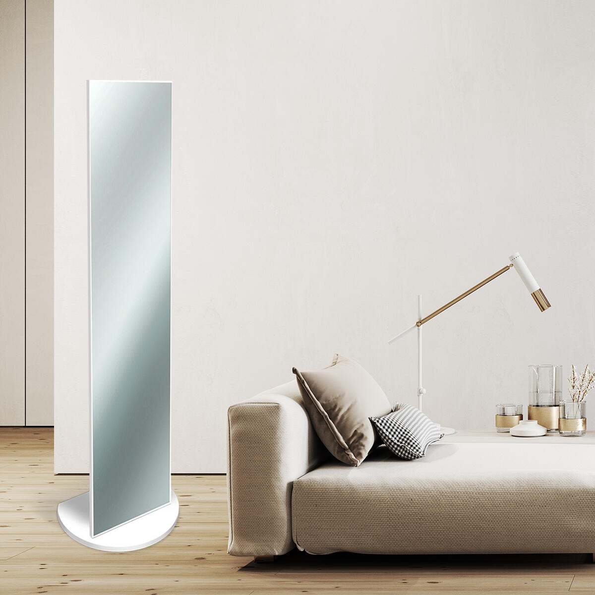 Specchio rettangolare bianco 40 x 160 cm - 3