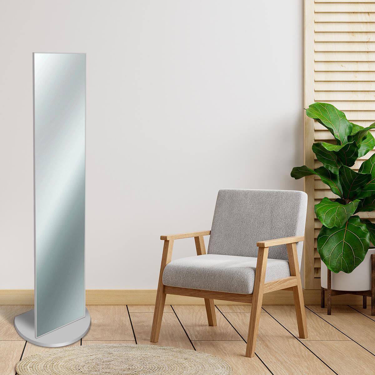 Specchio rettangolare grigio 40 x 160 cm - 3