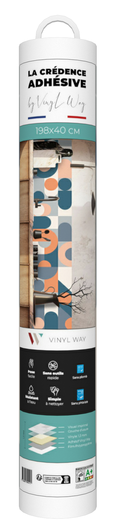 Crédence adhésive Vinyl way, feuille beige, 40x198cm - 3