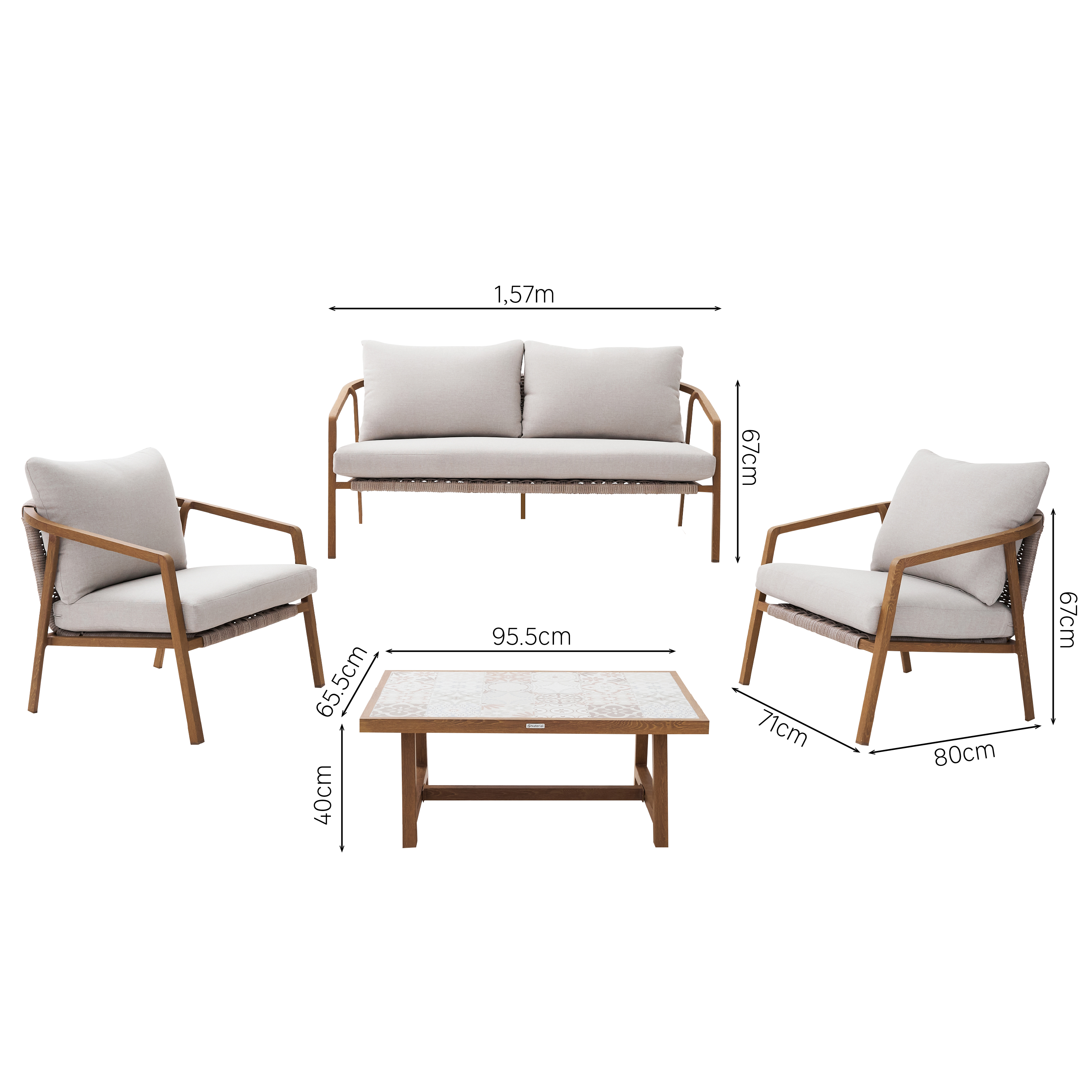 Salotto da giardino Gaia NATERIAL in n/a beige con cuscini in olefina beige per 4 persone - 23