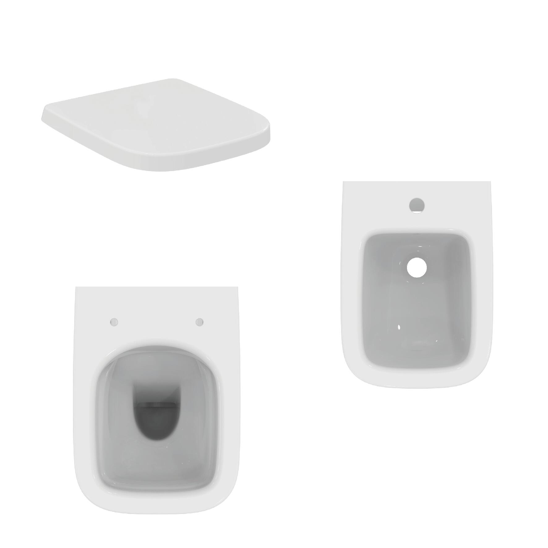 Coppia sanitari scarico a parete IDEAL STANDARD I.life S WC: P 48 x L 35.5 x H 40 cm, bidet: P 36 x L 36 x H 40 cm - 2