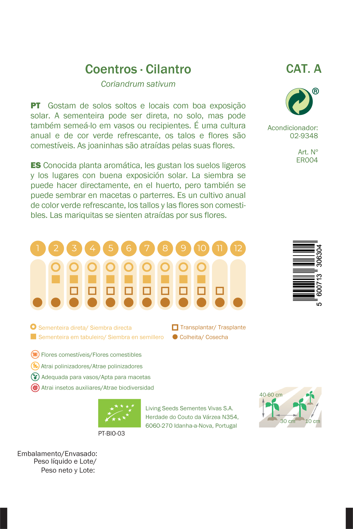 Semente de coentros BIO 4G - 2