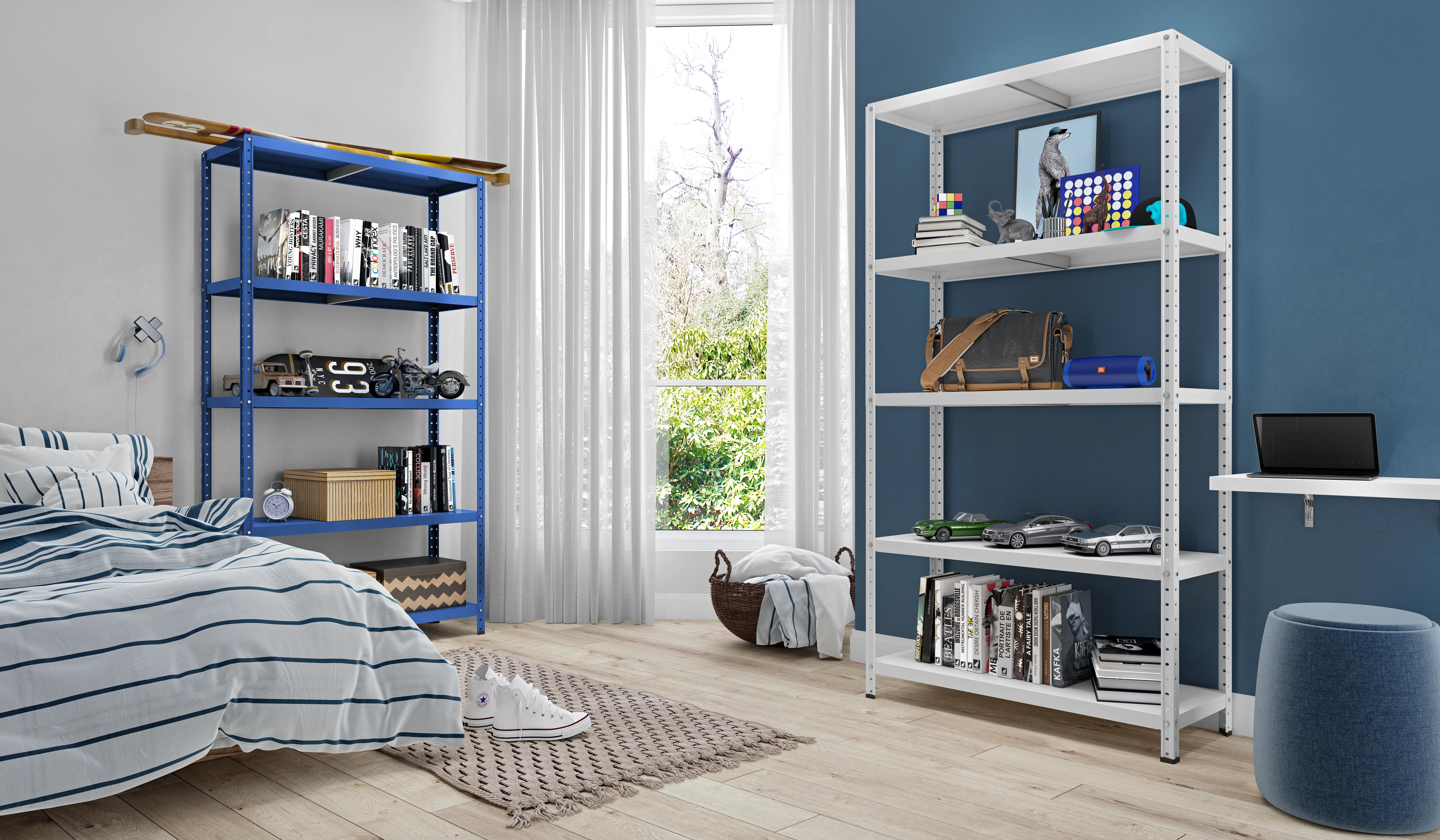 Scaffalatura KARAT In Metallo 4 Ripiani – 50x40x103 Cm, Struttura In Acciaio Cromato, Bianco – Design Senza Tempo