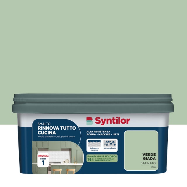 Smalto da interno per piano di lavoro, SYNTILOR RT CUC BIO 2L VERDE GIADA verde giada satinato, 2 L
