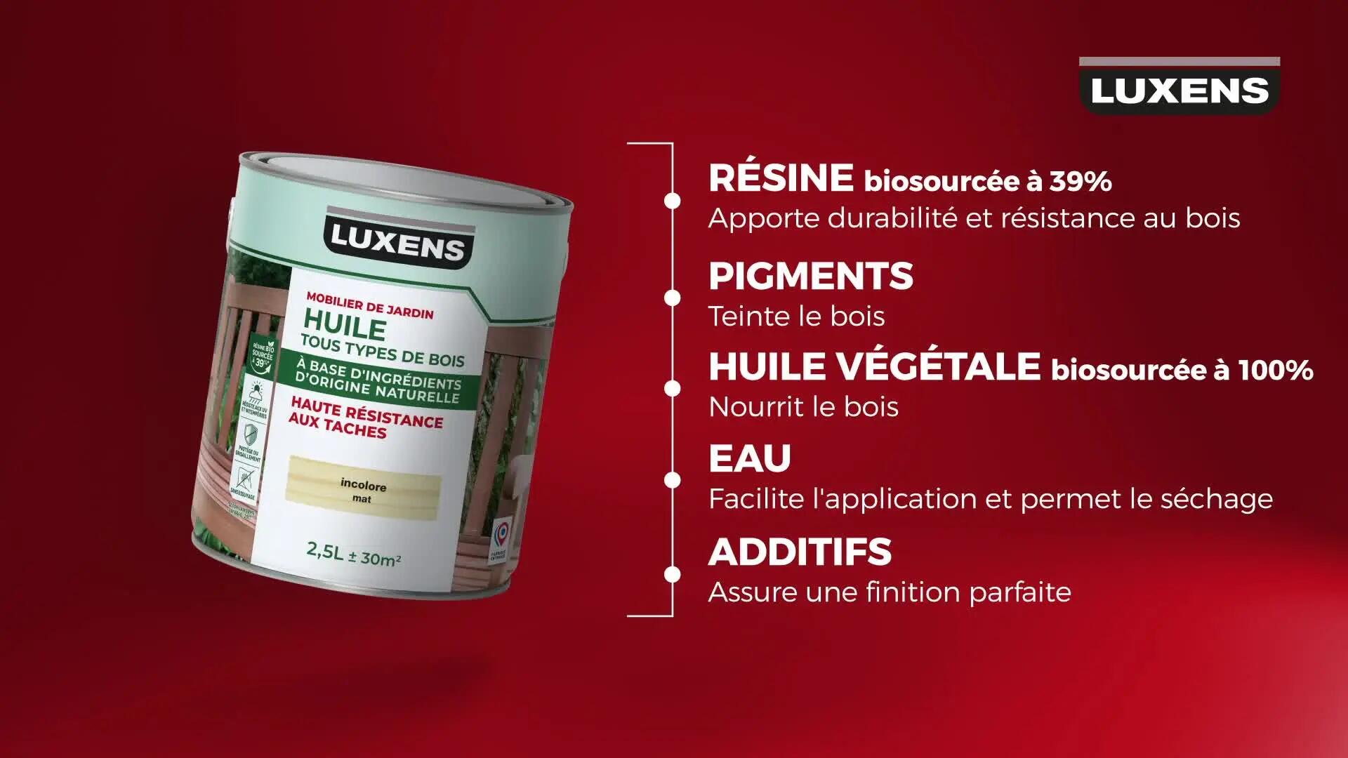 Huile pour bois extérieur LUXENS Biosourcée incolore mat 2.5 l - 7