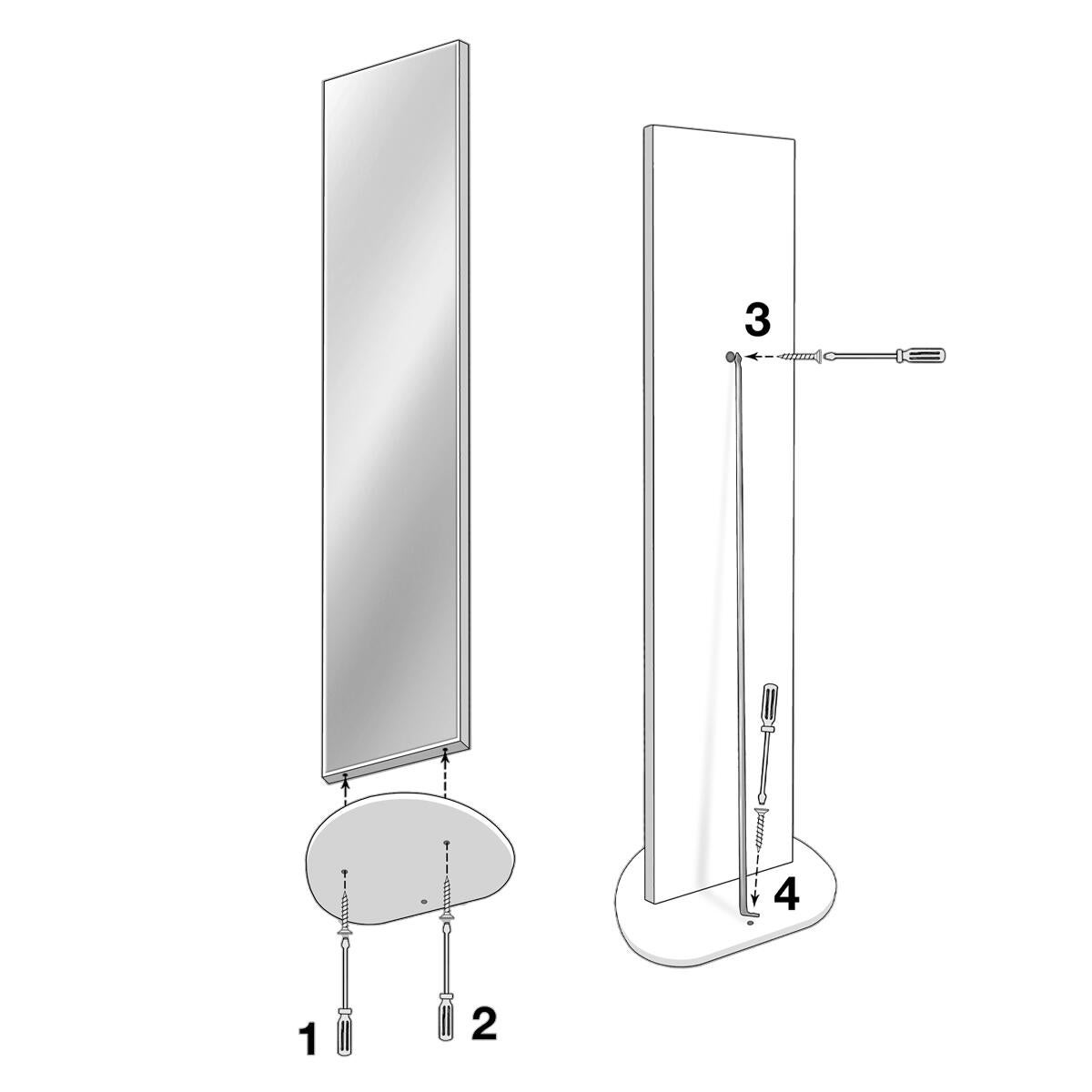 Specchio rettangolare bianco 40 x 160 cm - 5