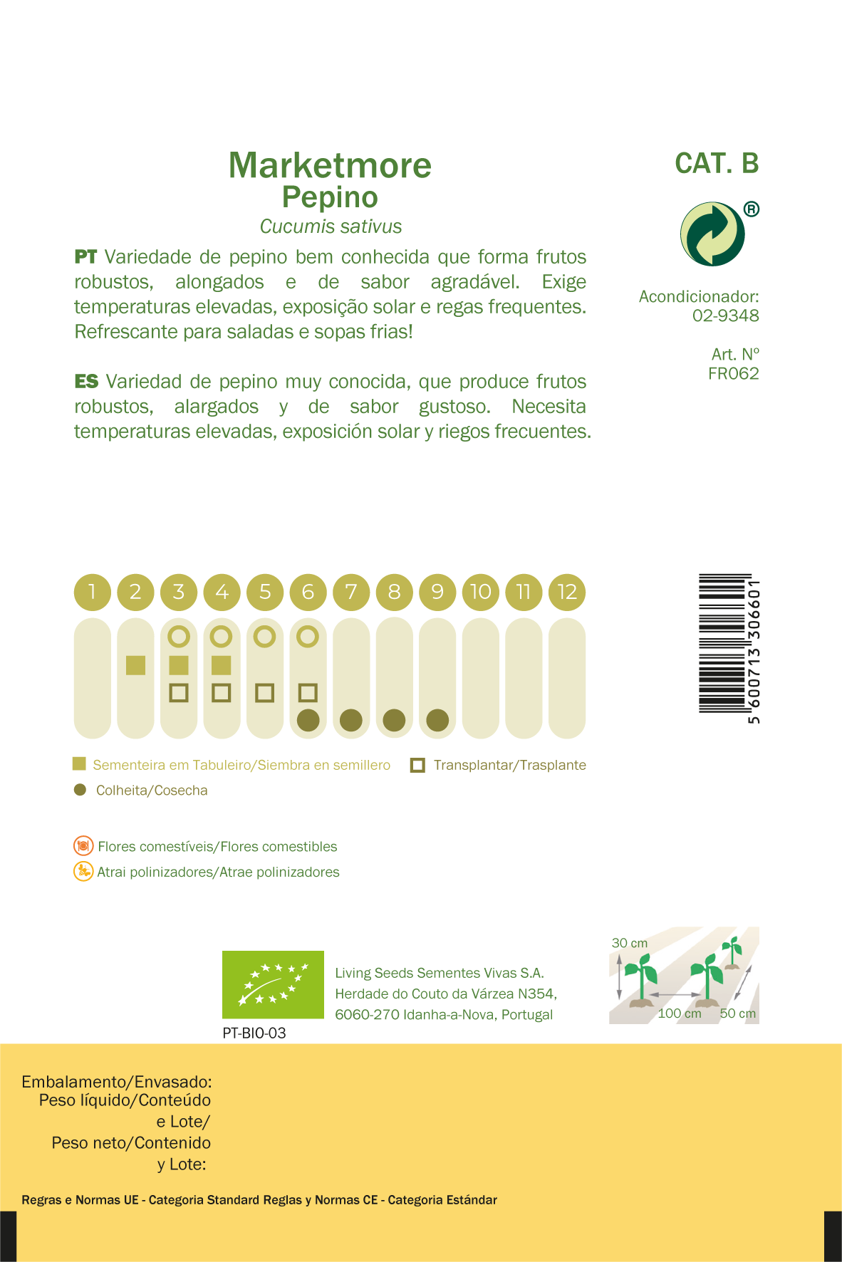 Semente de pepino MARKETMORE BIO 1,2G - 2