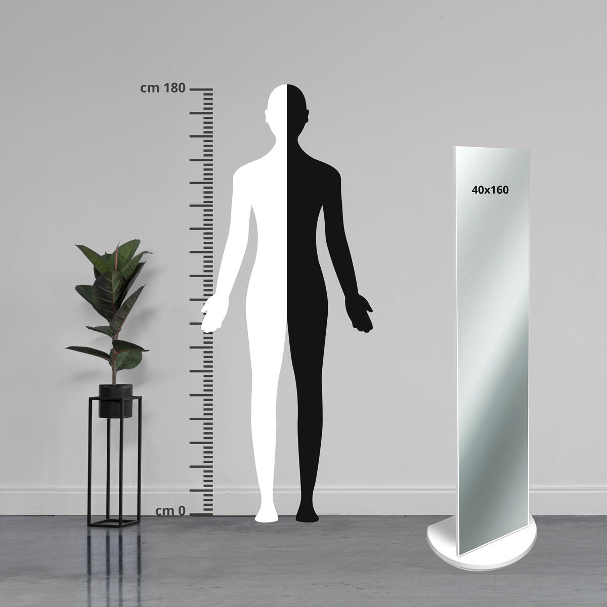 Specchio rettangolare bianco 40 x 160 cm - 2