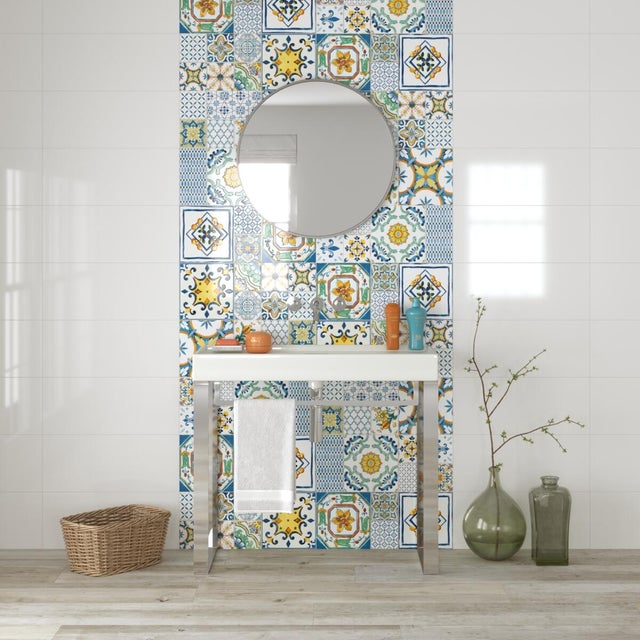 Piastrella da rivestimento interno in ceramica 25 x 60 cm smaltato bianco lucido Weiss Sp. 8 mm 1.5 mq