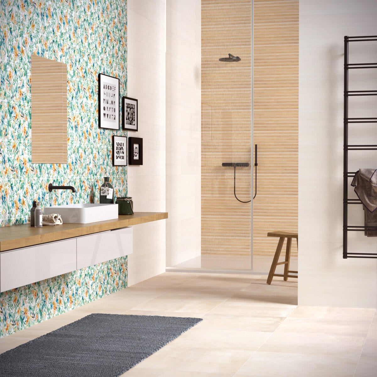 Piastrella da rivestimento interno 25 x 60 cm Sp. 8 mm Canne' Boiserie in ceramica smaltato beige satinato 1.5 mq - 2