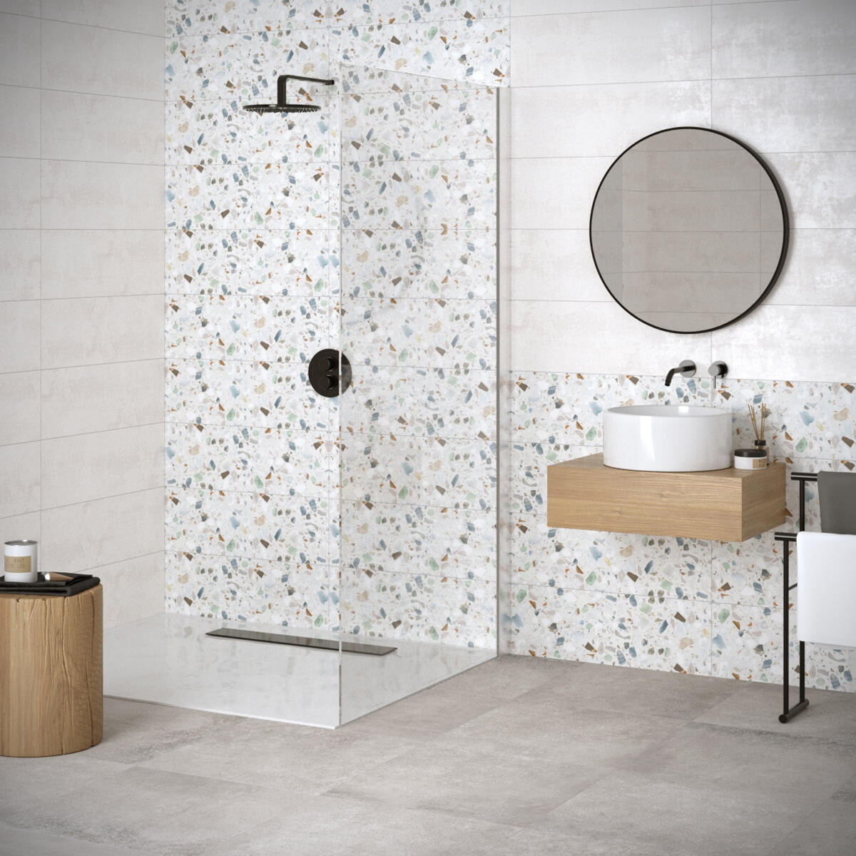 Piastrella da rivestimento interno in ceramica 25 x 75 cm smaltato multicolore satinato Abitare Decoro Ceppo Cold Sp. 8.3 mm 1.5 mq - 2