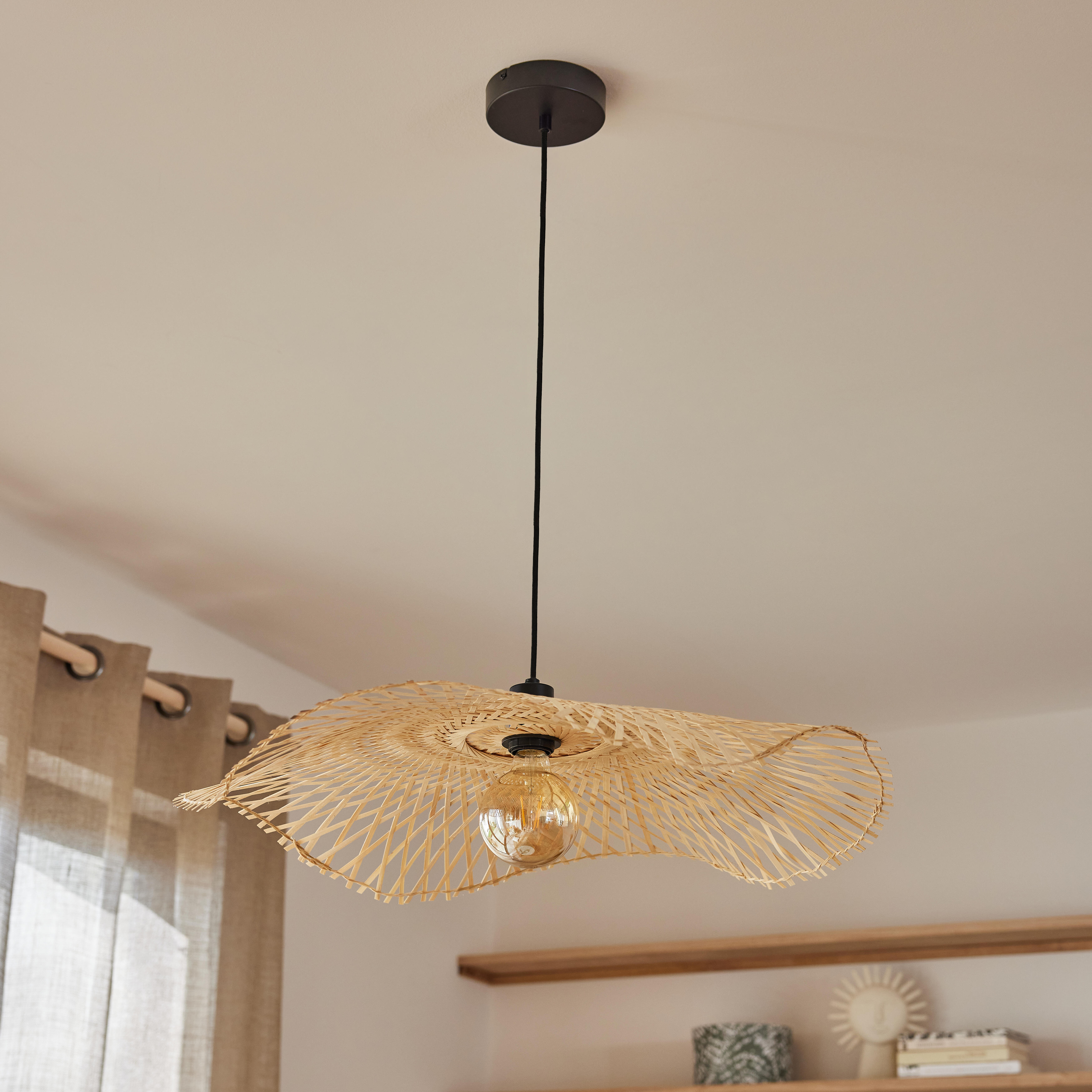 Candeeiro de teto suspenso E27 d 70 cm 1 luz bambo natural Inspire Pizzi - 18
